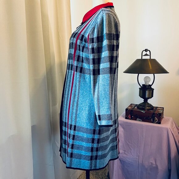 Anne Klein Buckle Neck Topper in Plaid Gray Combo (XL) New with Tag - Picture 3 of 10